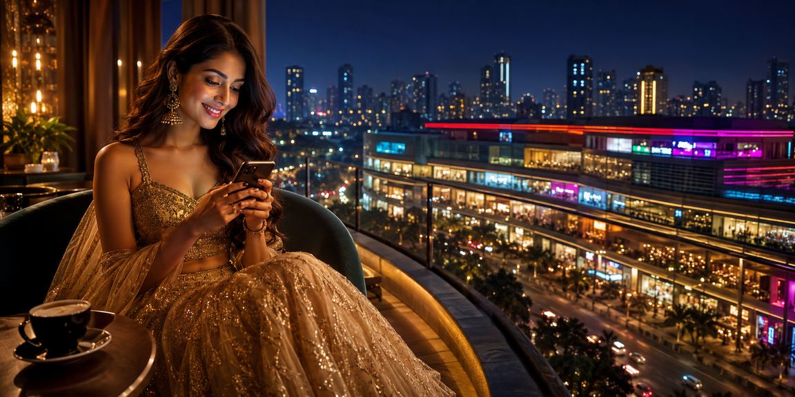 Mumbai user playing rummy on mobile device during evening